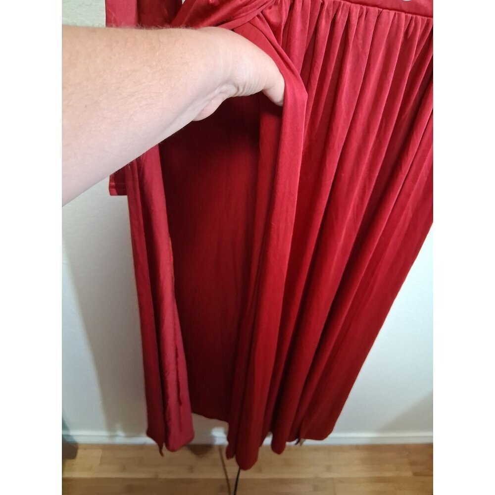 NWT Sexy Red Dress Deep V Neck High Slit Long Sleeve Party Dance Size Small - Picture 4 of 7